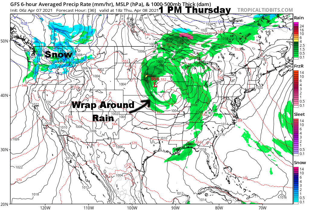 Surface Forecast Valid 1 PM Tomorrow