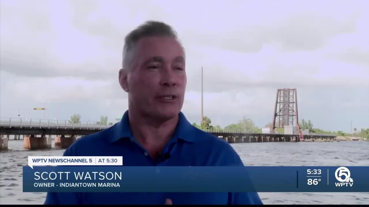 Scott Watson, owns Indiantown Marina about 20 west of the bridge, says the Brightline trains already are an inconvenience and the added service will make it worse. Oct. 4, 2023