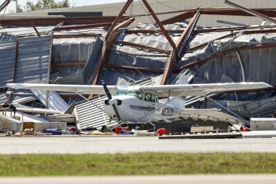 Hangars at Albert Whitted Airport were damaged by winds from Hurricane Milton.