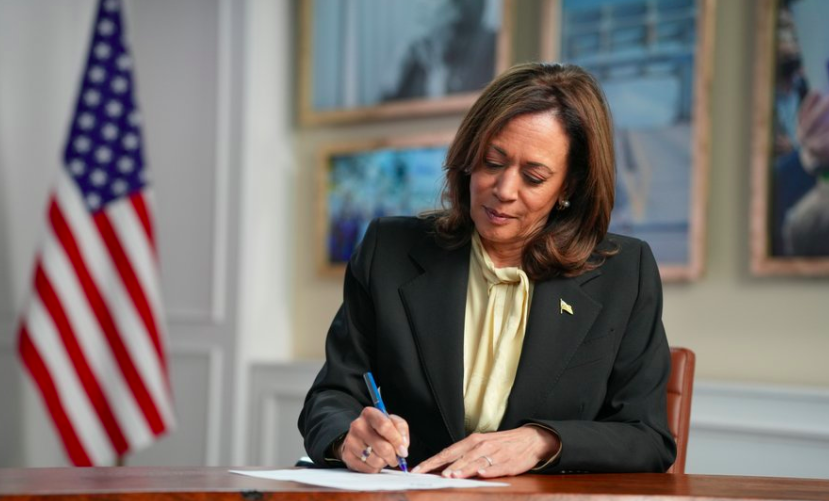 VP Kamala Harris signs forms officially declaring her candidacy for president of the United States.