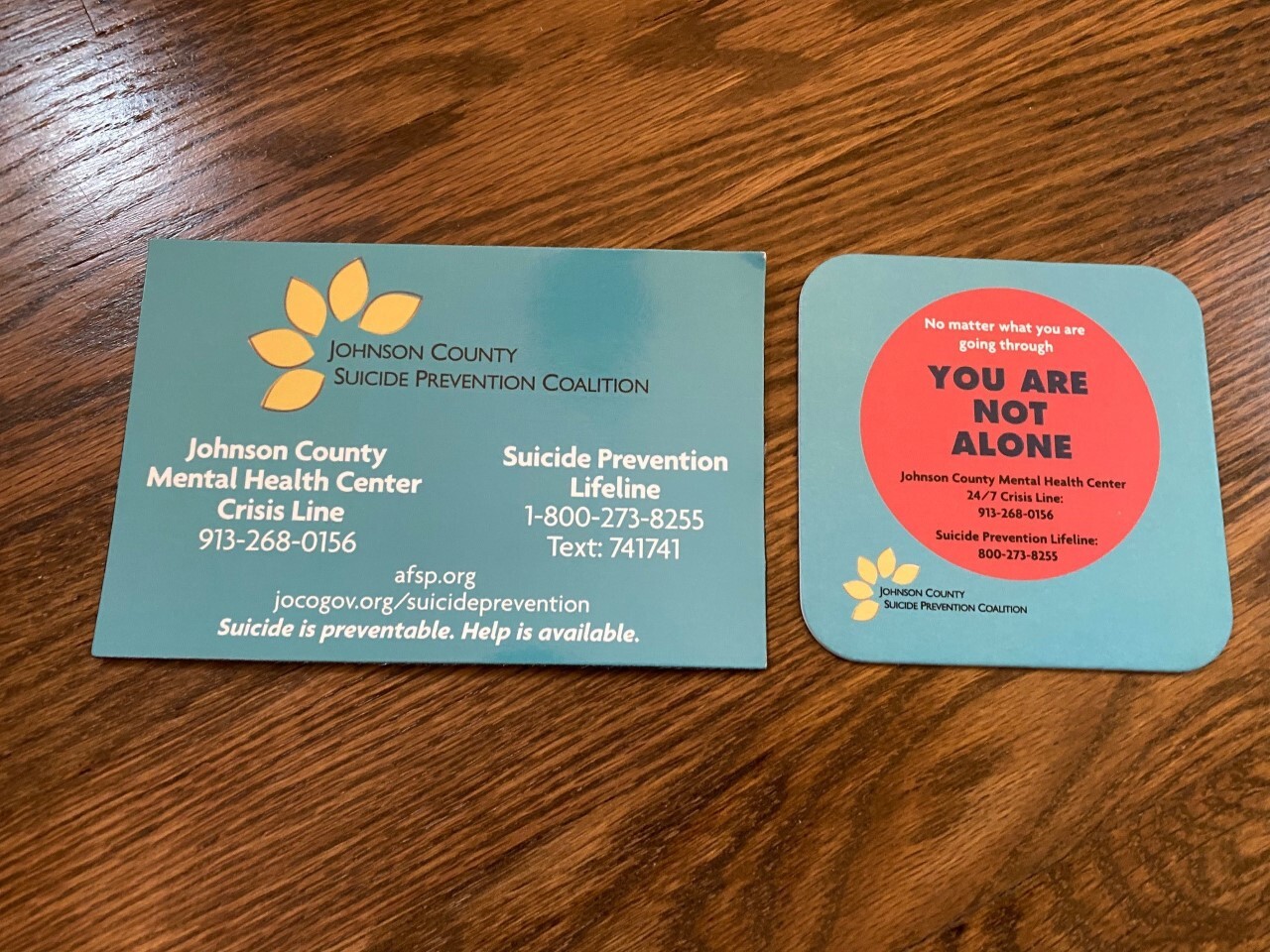 Suicide hotline coasters