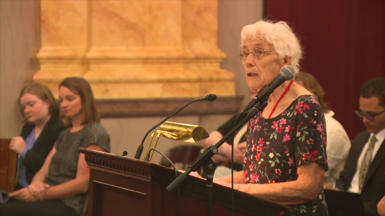 Phyllis Bambeck testifies before the Ohio Senate Ways and Means Committee in June.