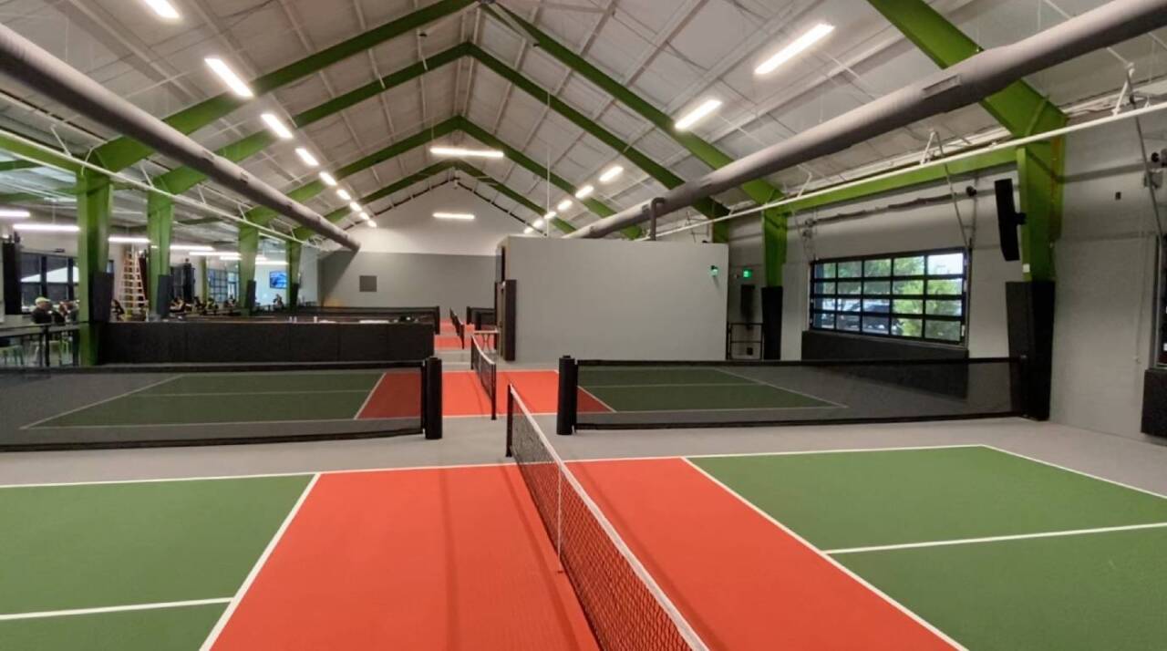 The Pickle Dome has five indoor pickleball courts inside an air conditioned building. 