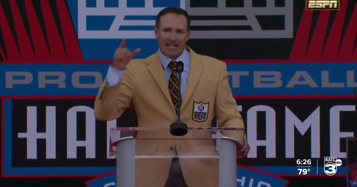 Drew Brees in the Pro Football Hall of Fame.