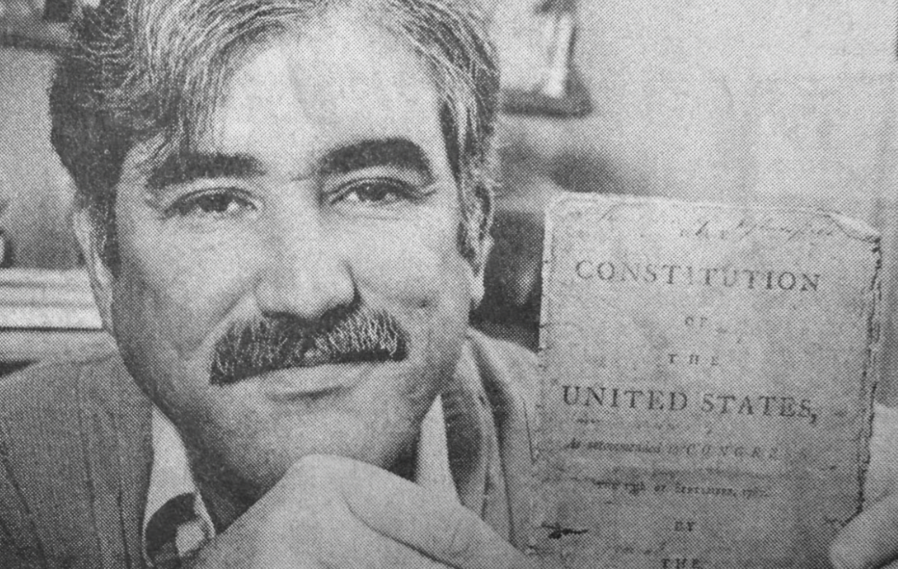 Mike Munroe with rare copy of Constitution