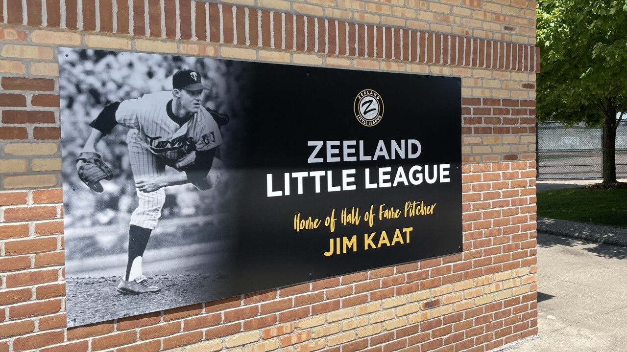 Zeeland Little League sign at Jim Kaat Baseball Park