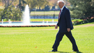 President Donald Trump walks out to board Marine One on the South Lawn of the White House, Wednesday, Nov. 5, 2025, in Washington.