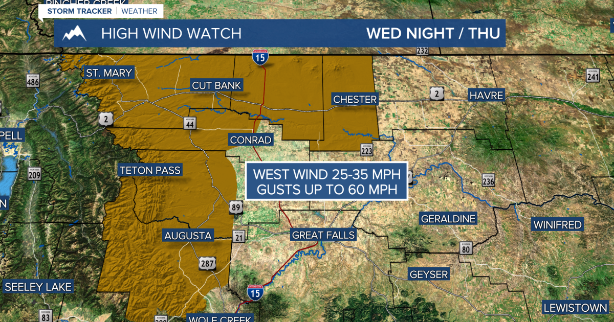 Wind gusts up to 60 MPH possible Thursday; high wind watch issued