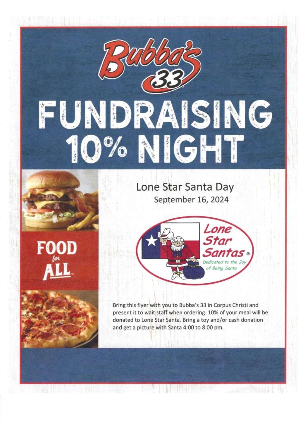 Bubba's 33 Fundraising 10% Night