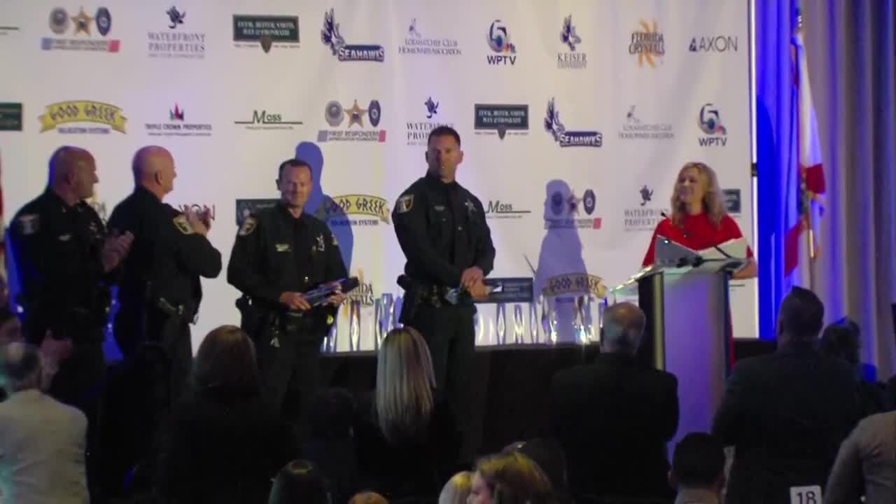 Martin County Sheriff's Office Deputies Daniel Hill and Morgan Sprott receive 2023 LEO Award for Life-Saving