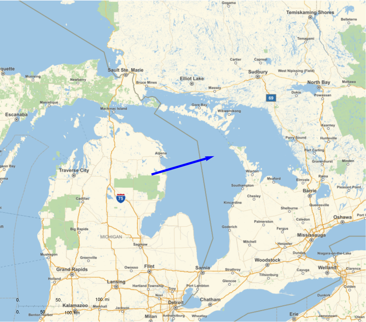 Meteor track november 23, 2025 michigan