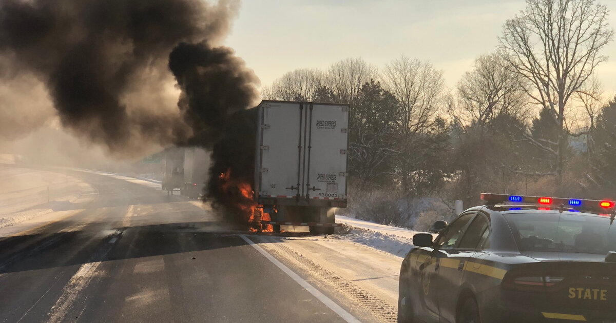 Tractor trailer fire causes road closure in Chautauqua County
