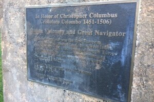 Christopher Columbus statue plaque