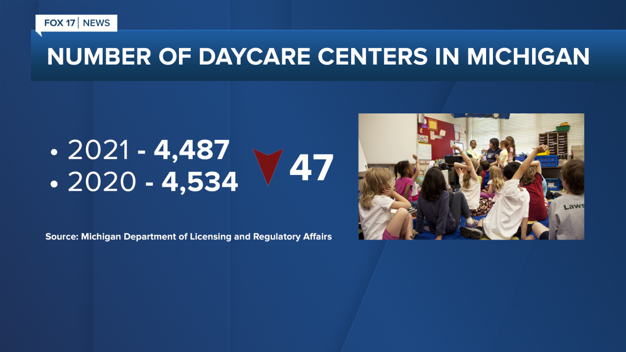 Number of Daycare Centers in Michigan