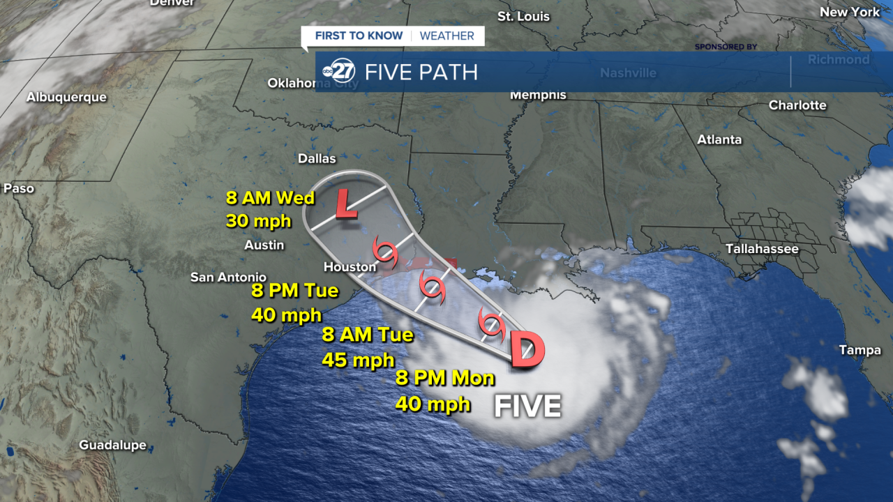 Potential Tropical Cyclone 5 Path
