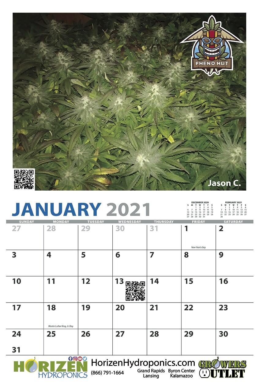 Horizen Hydroponics Grow Room calendars