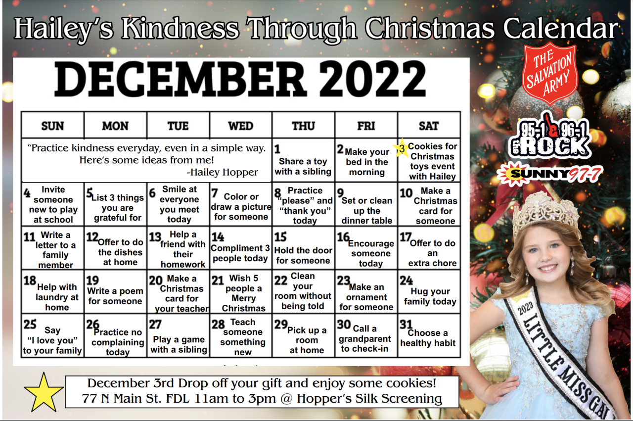 Hailey Hopper's Kindness Calendar