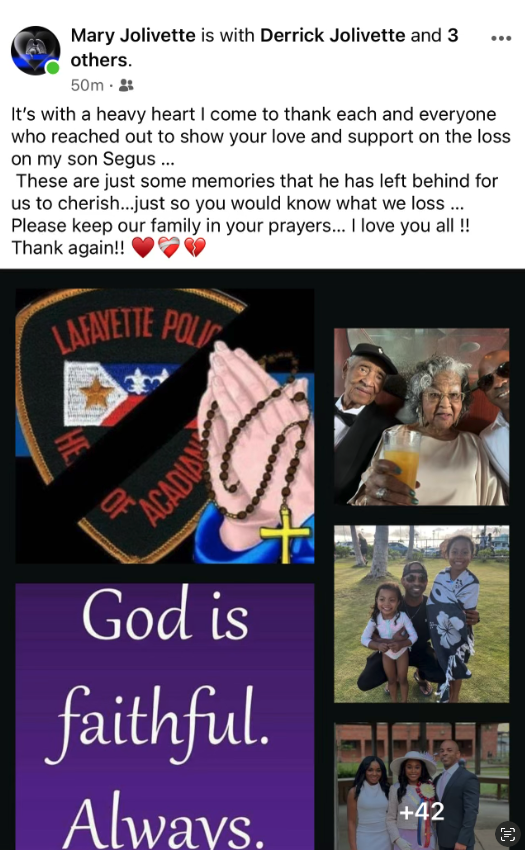 Mary Jolivette Facebook post