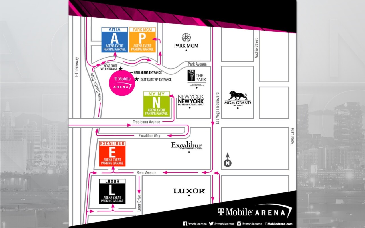 T-Mobile Arena event parking map