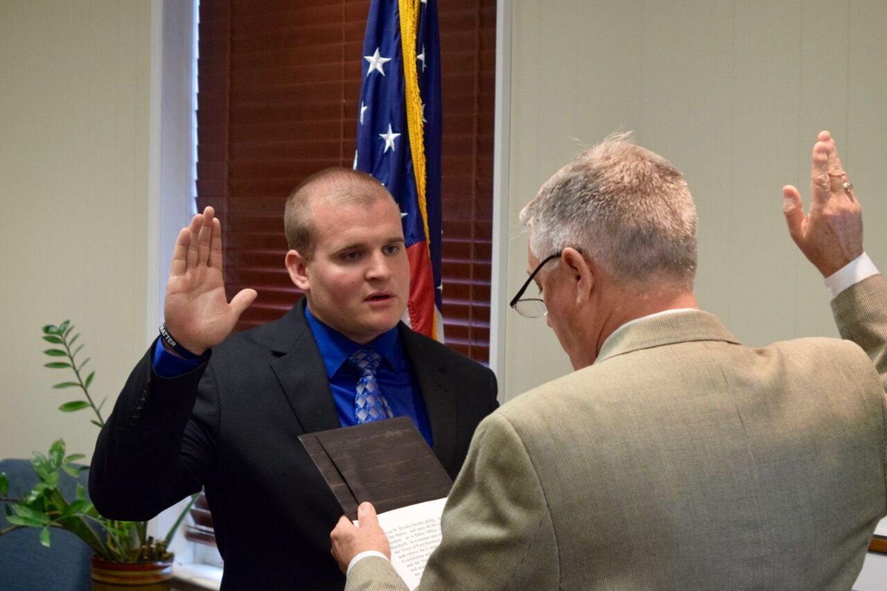 Ryan Prouxl sworn in as East Hartford police officer.