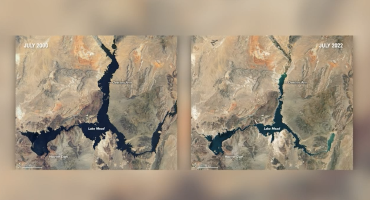 Lake Mead drought NASA satellite images
