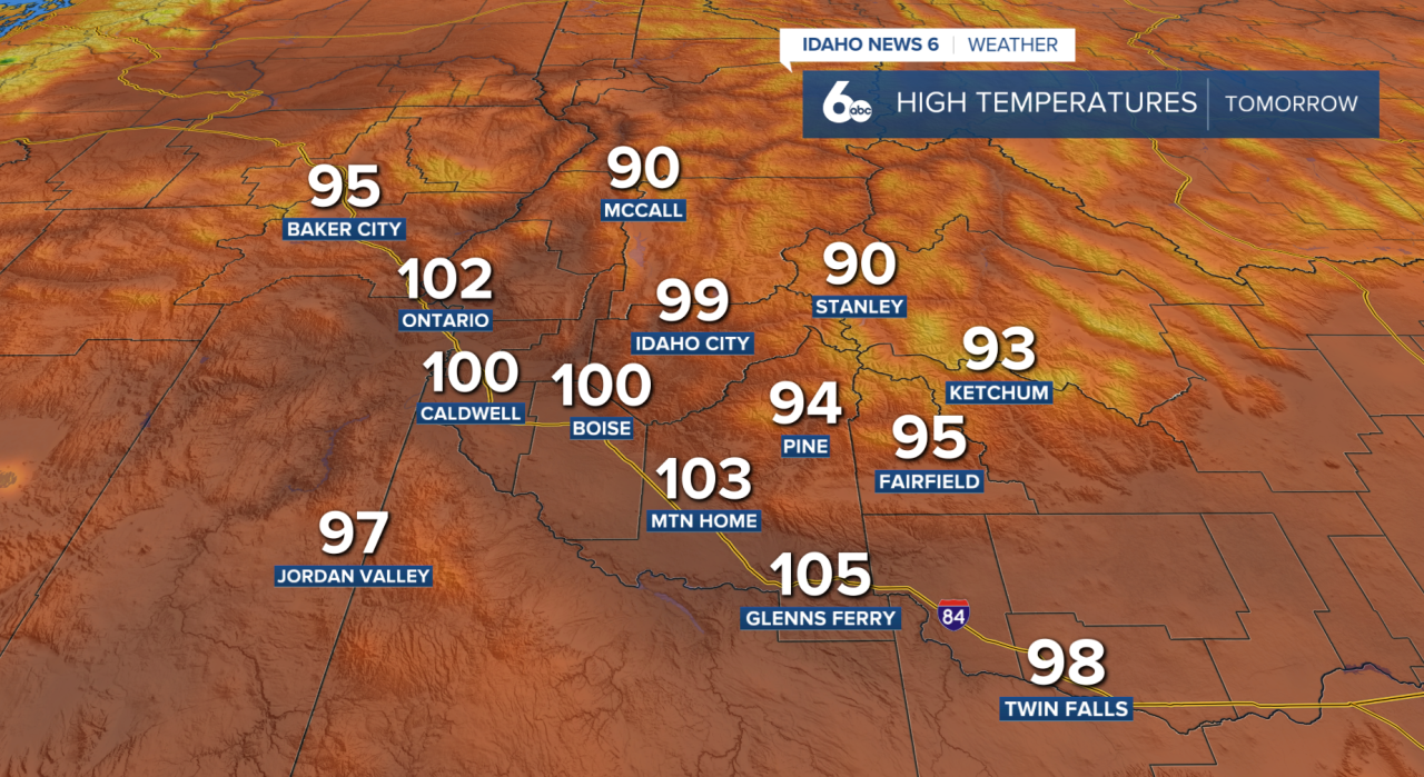 High temperatures Saturday