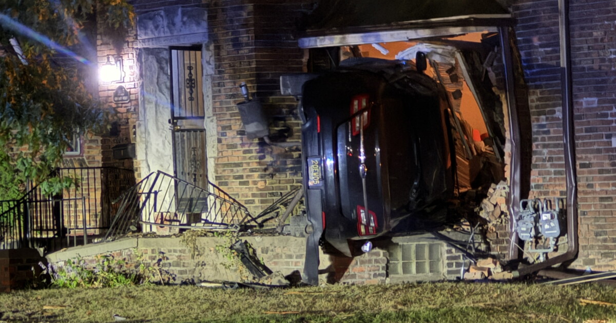 Driver hospitalized after crashing car into home on Detroit's west side