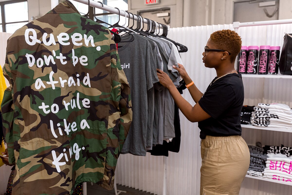 One of the company's popular messages: "Queen Don't be afraid to rule like a king" as seen on Serena Williams