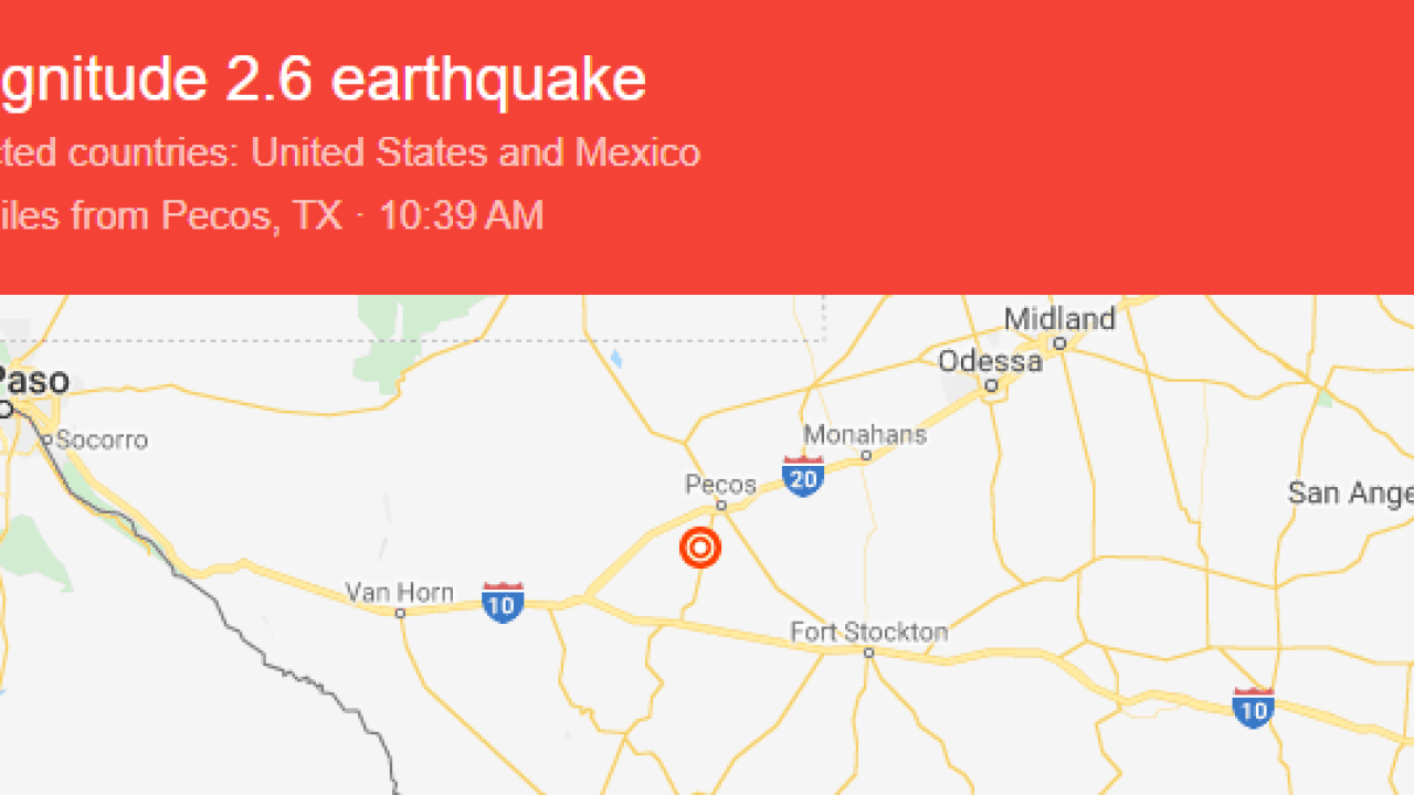 Three earthquakes reported in west Texas on Sunday