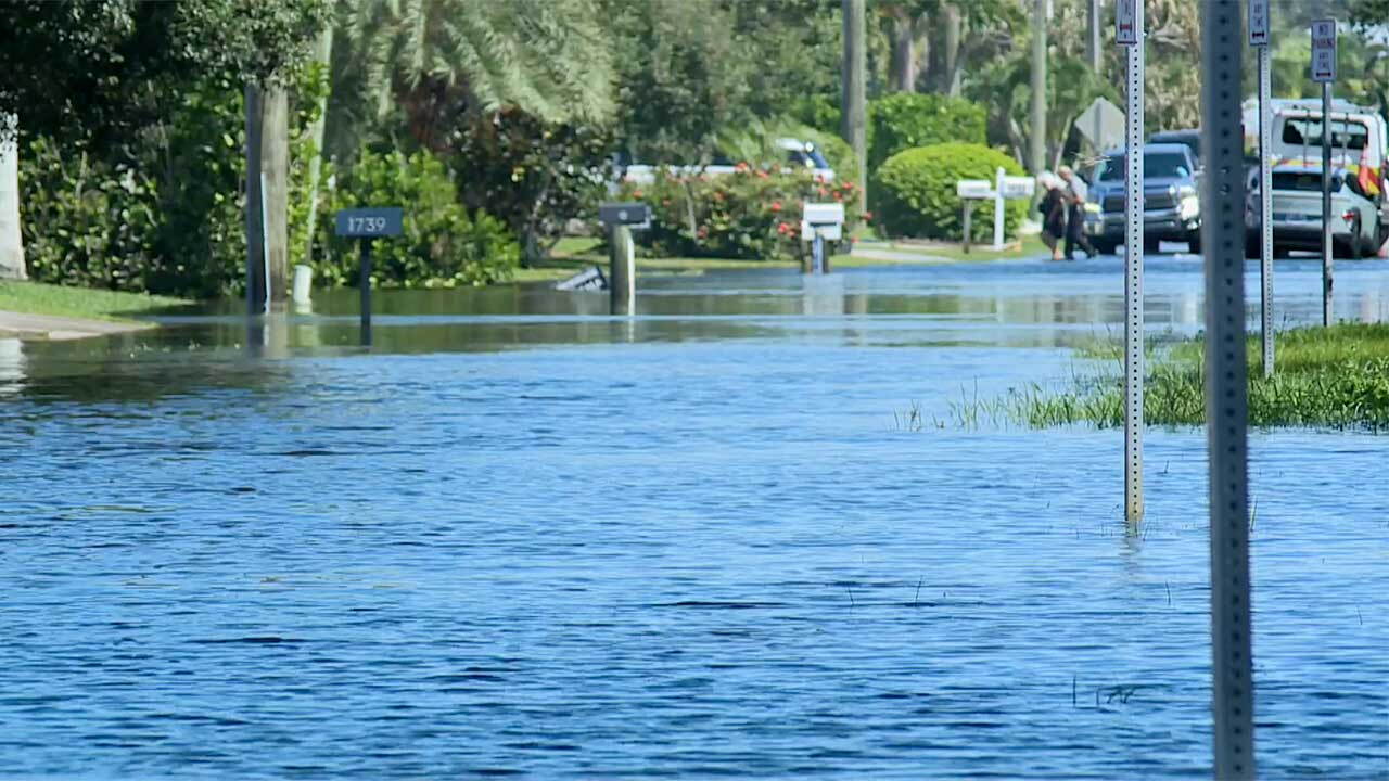 Areas of Palm City off Dyer Point Road were flooded on Oct. 26, 2026, amid king tides and high winds.