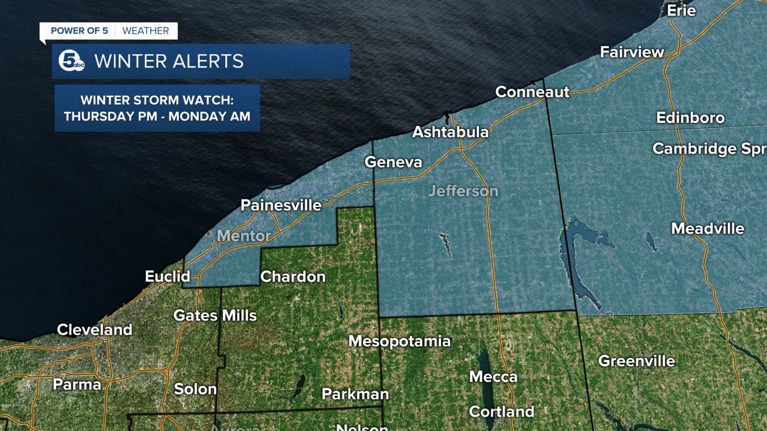 Winter Storm Watch issued for 2 counties over several days