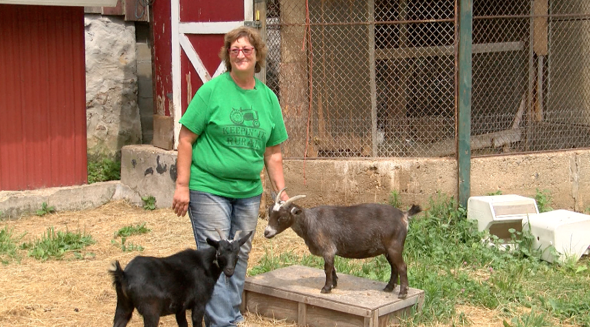 Jan Suhm used to own a bar in town. Now she is retired and helps run a family farm.