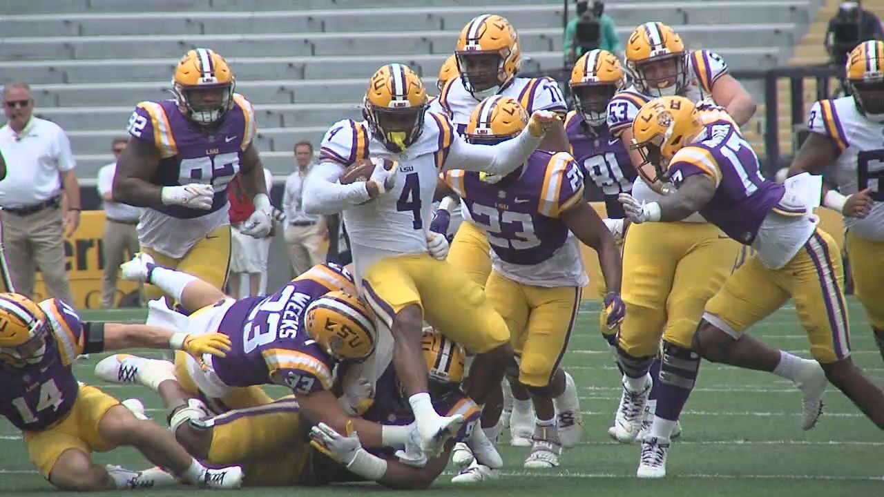 Run Game Dominates as White Defeats Purple in LSU Spring Game
