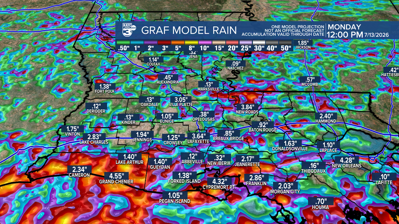GRAF 4km Accumulation Acadiana 18z.png