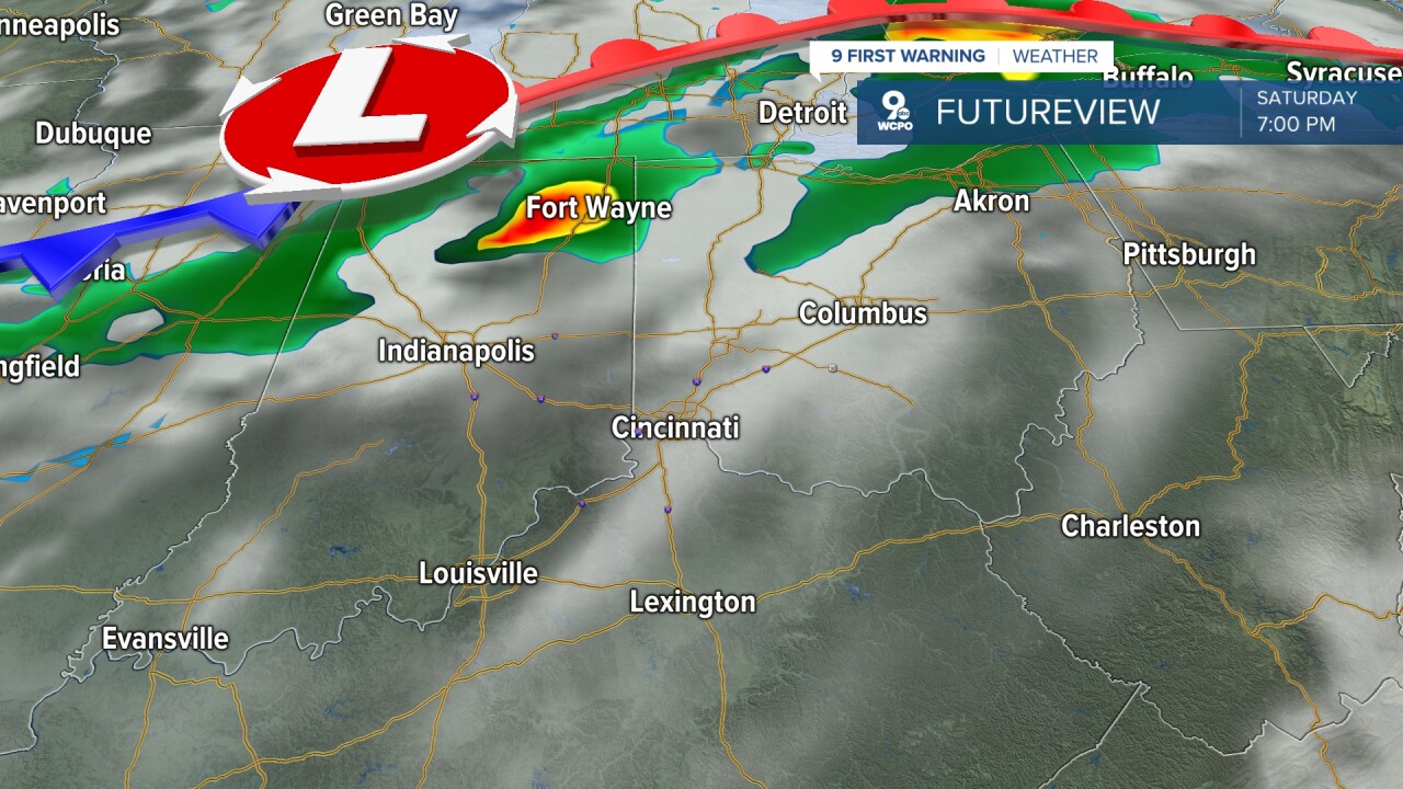 Saturday's cold front to the north