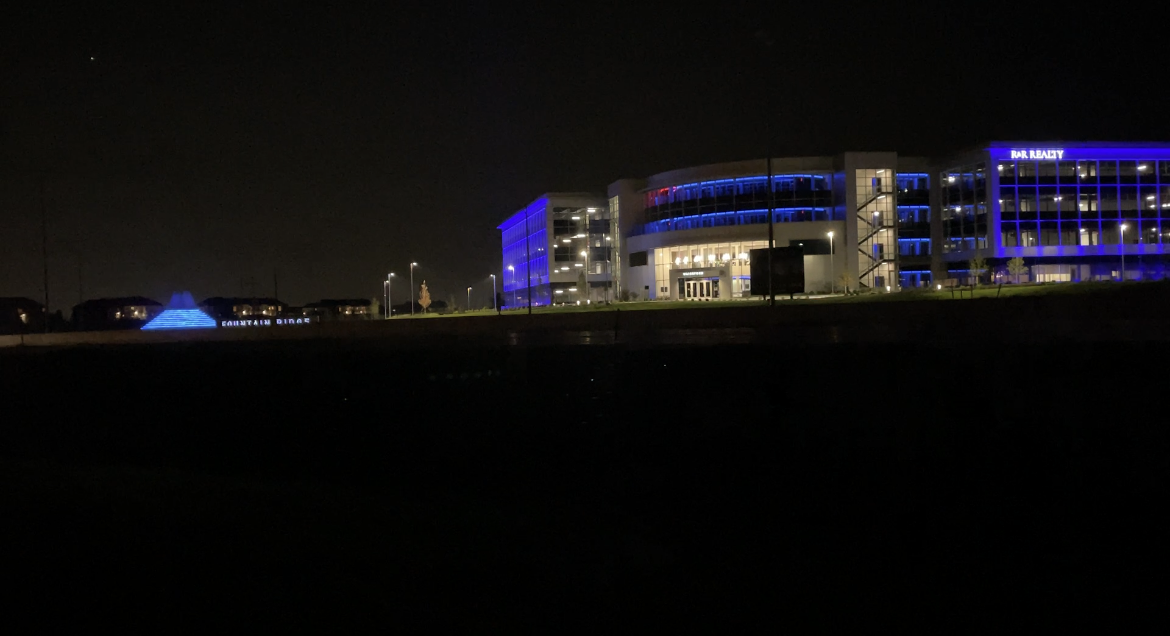 Waterford Building at night