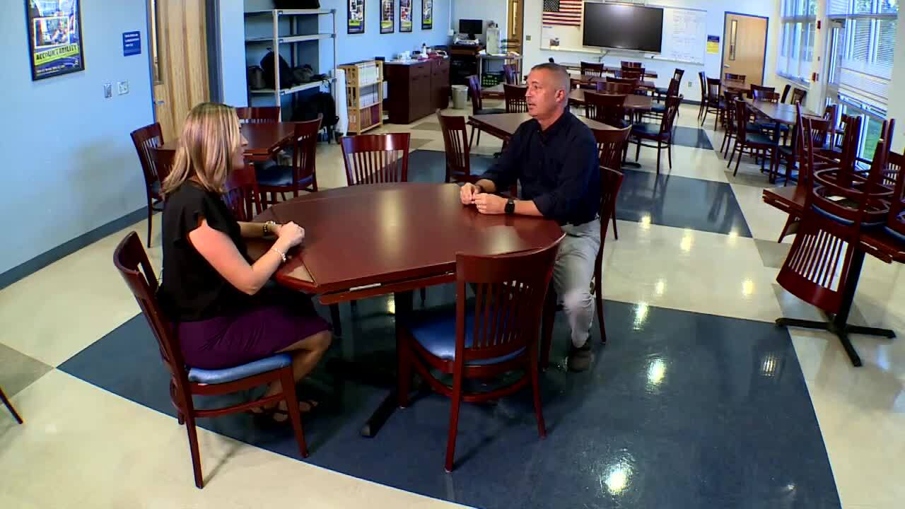 WPTV education reporter Stephanie Susskind speaks to Mark Cowles, the social studies coordinator for the Martin County School District, on Sept. 14, 2023.jpg