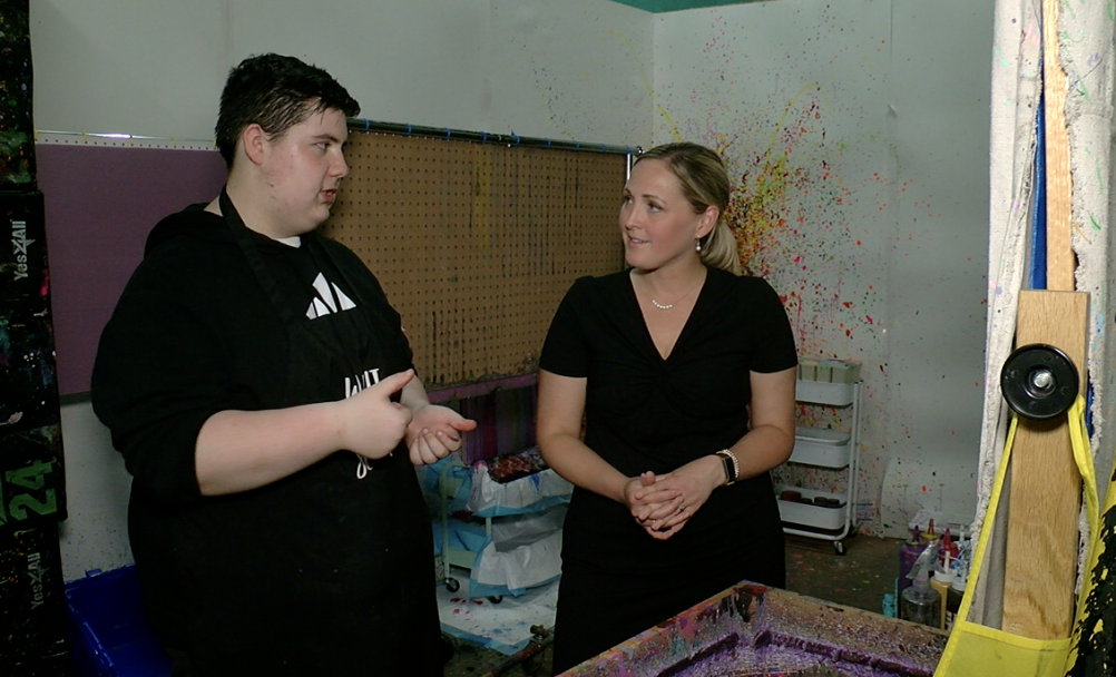 Bryson Davey shows off his work at WAHI Studio