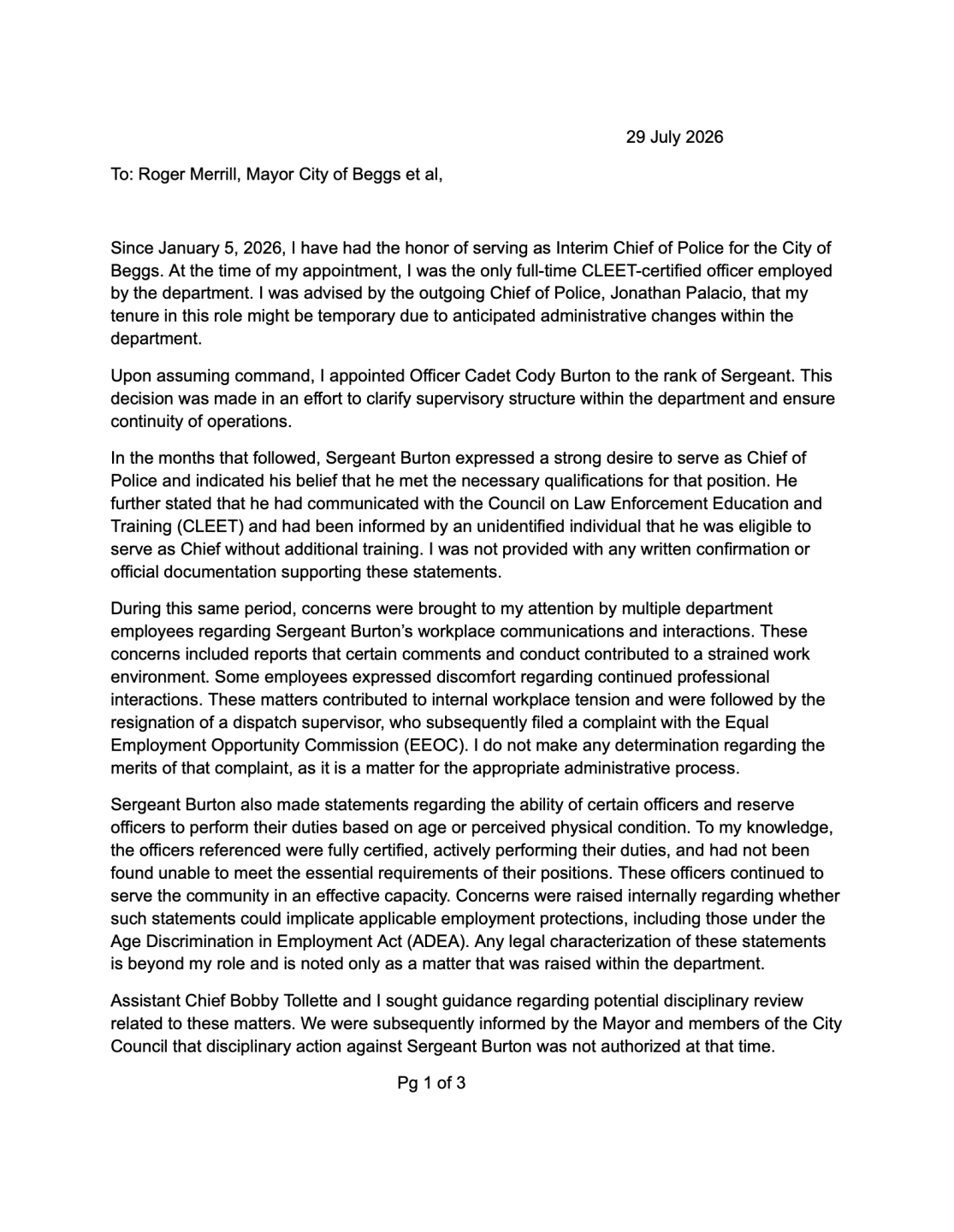 Gilbert Resignation