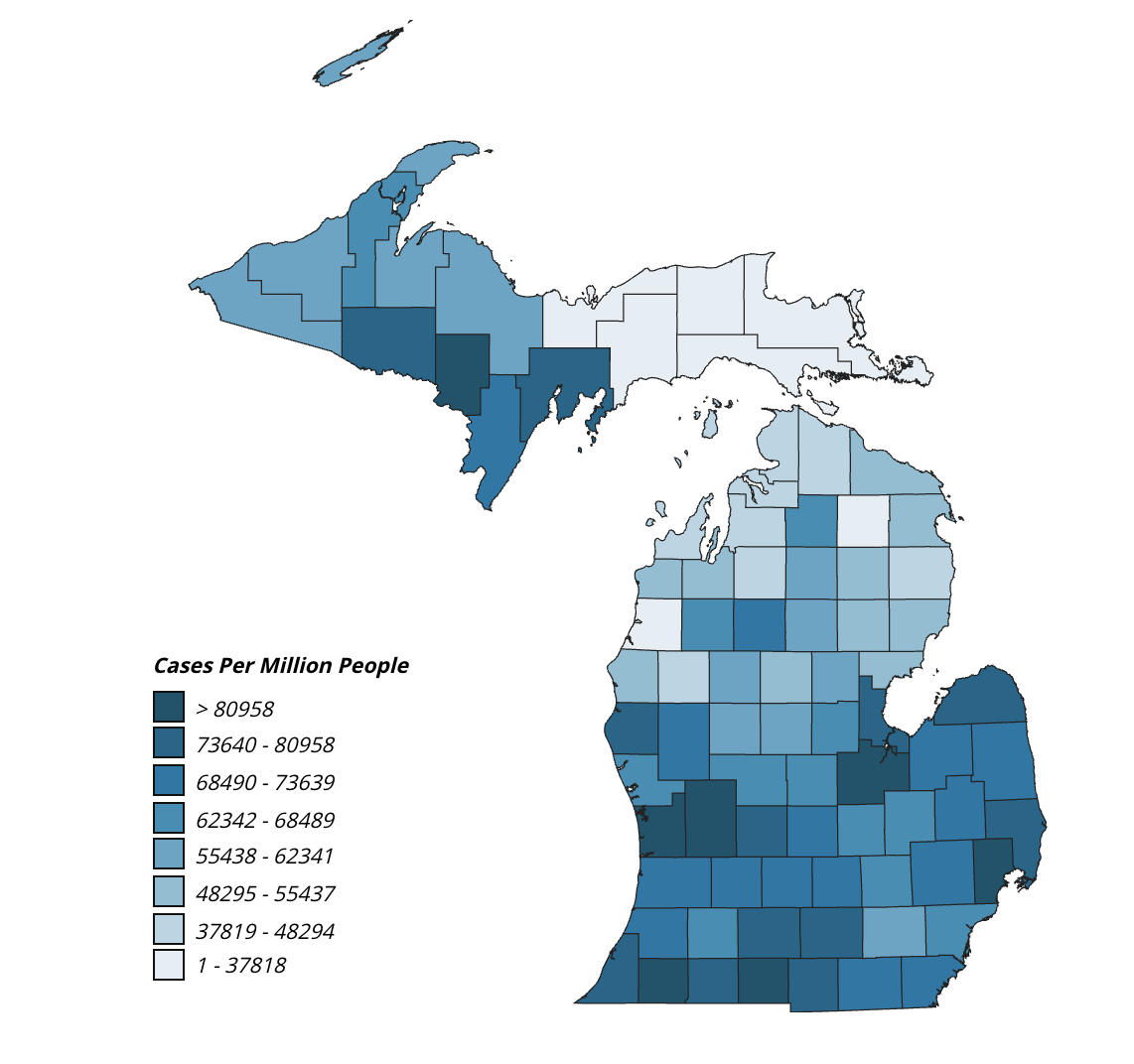 Michigan.gov COVID-19 heat map