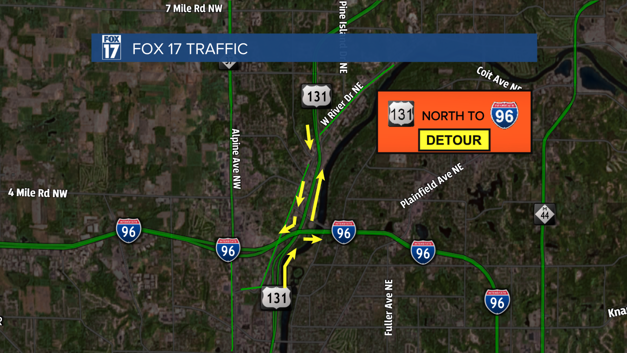 Map 131NB ramp to 96 DETOUR