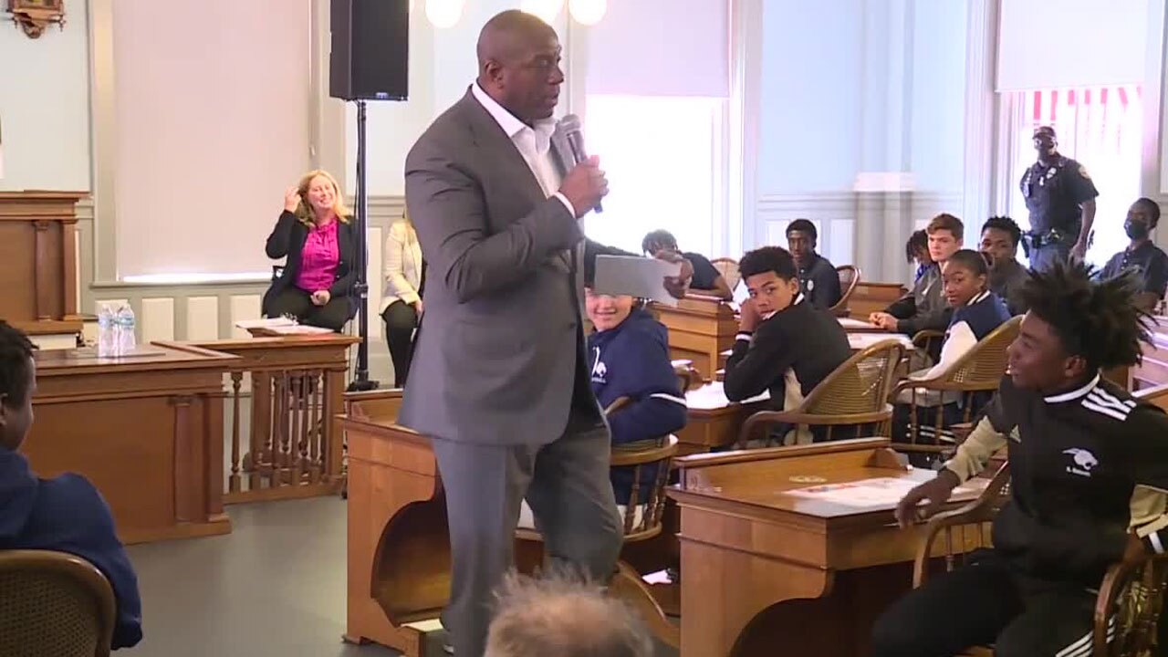 Magic Johnson speaks in Tallahassee to students about mental health, Nov. 2, 2021