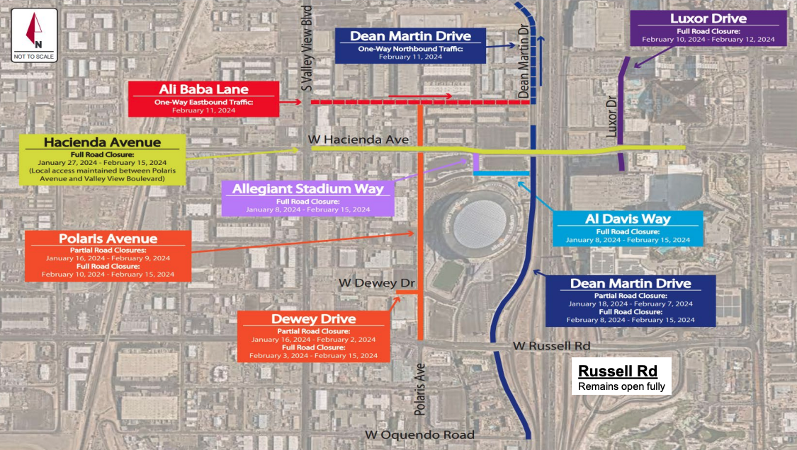 Super Bowl LVIII road closures - 12/20/23