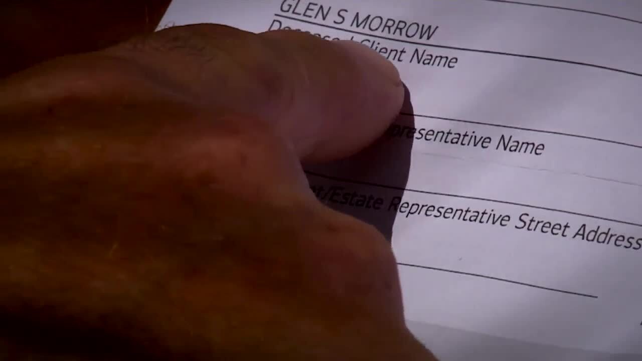 Glen Morrow shows Bank of America paperwork stating he's dead