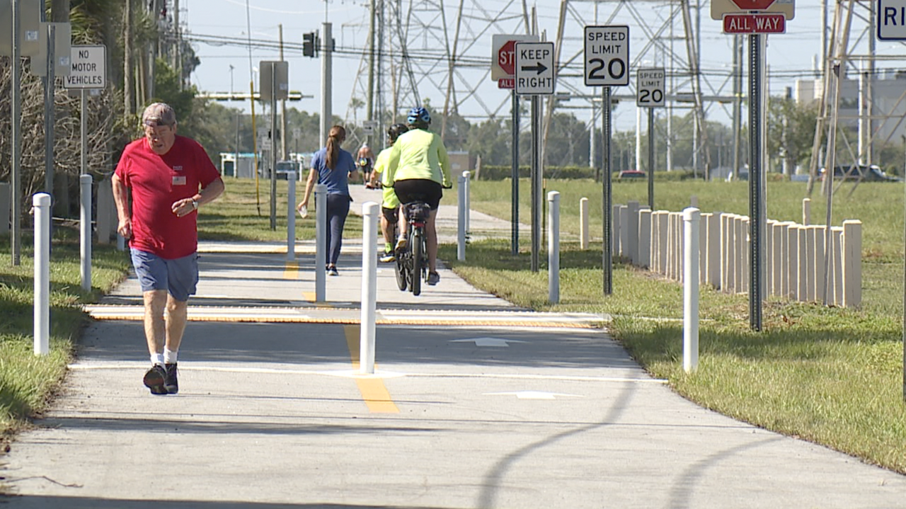 Joggers, walkers, and bicyclists use the Pinellas trail