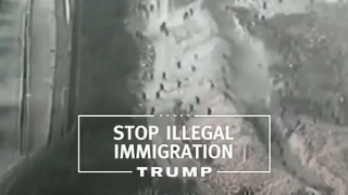 Trump's ad shows people running toward a border