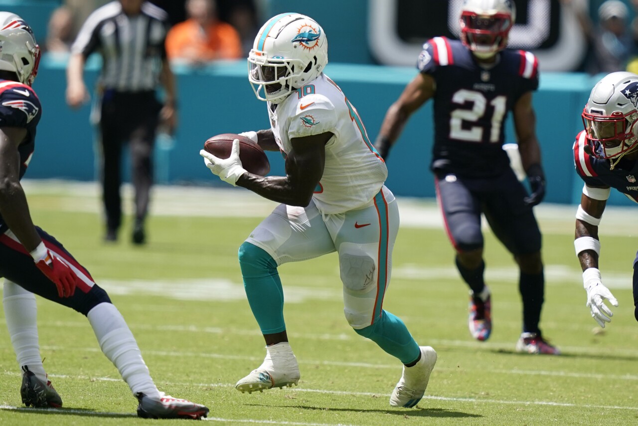 Miami Dolphins receiver Tyreek Hill vs. New England Patriots, Sept. 11, 2022