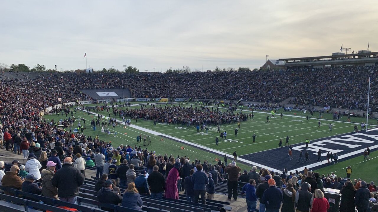 Climate protest disrupts Harvard vs. Yale game