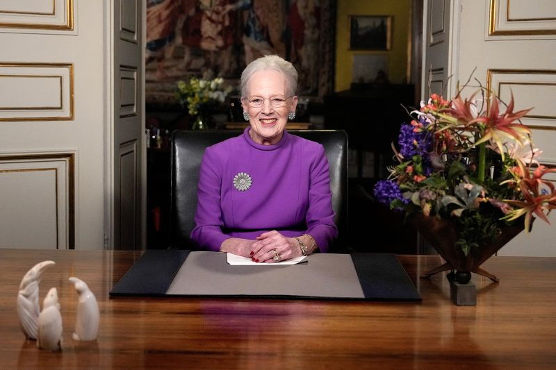Queen Margrethe II gives a New Year's speech and announces her abdication from Christian IX's Palace, Amalienborg Castle, in Copenhagen, Sunday 31 December 2023.