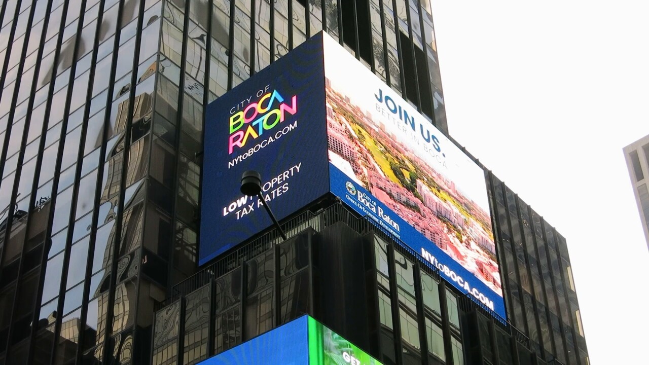 Boca Raton ad in Times Square